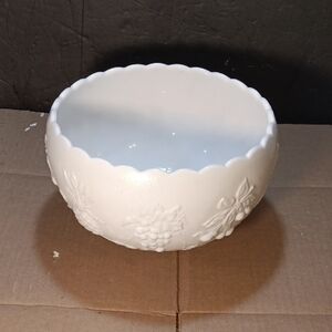 Vintage Westmoreland Milk Glass Three Fruits Punch Bowl 10” Diameter